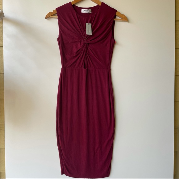 NWT Bailey 44 wine peekaboo knotted cut out dress - Picture 2 of 12